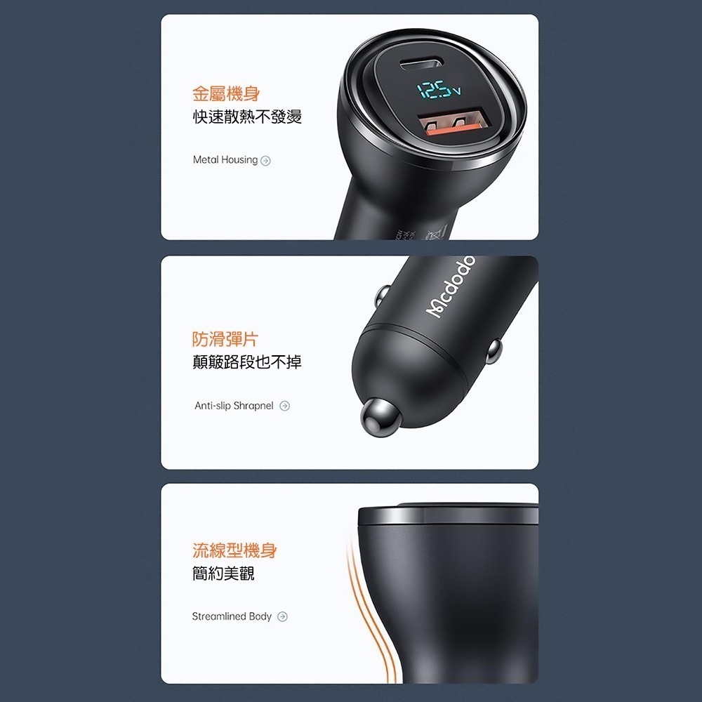 Mcdodo麥多多 極光系列95W數顯雙口車充CC567-細節圖8