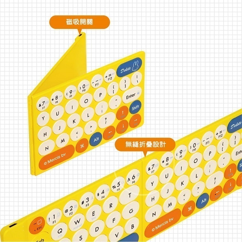 Miffy x MiPOW 米菲x麥泡聯名輕薄米菲迷你折疊鍵盤MPC005-細節圖4