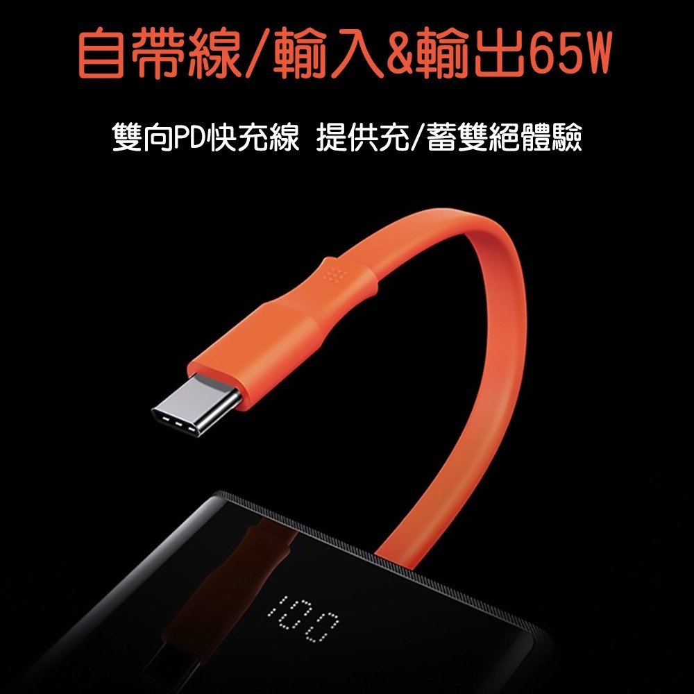 Baseus倍思 精靈帶線數顯快充行動電源20000mAh 65W PPJL65C-細節圖2