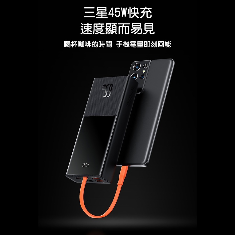 Baseus倍思 精靈帶線數顯快充行動電源20000mAh 65W PPJL65C-細節圖3