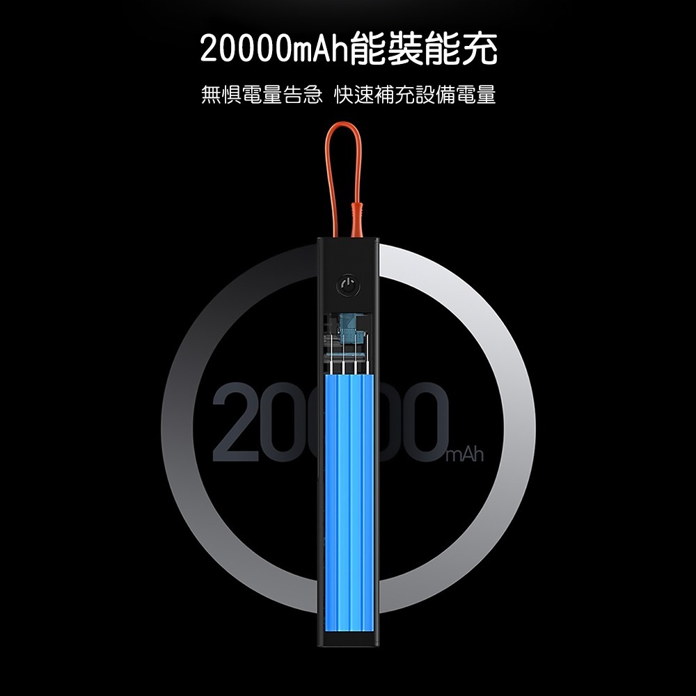 Baseus倍思 精靈帶線數顯快充行動電源20000mAh 65W PPJL65C-細節圖5