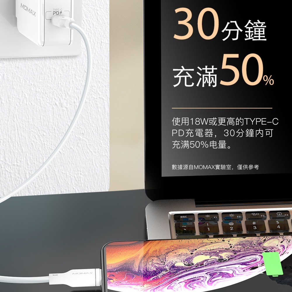 MOMAX摩米士 蘋果數據充電線Lightning to Type-C 1.2m DL36-細節圖3