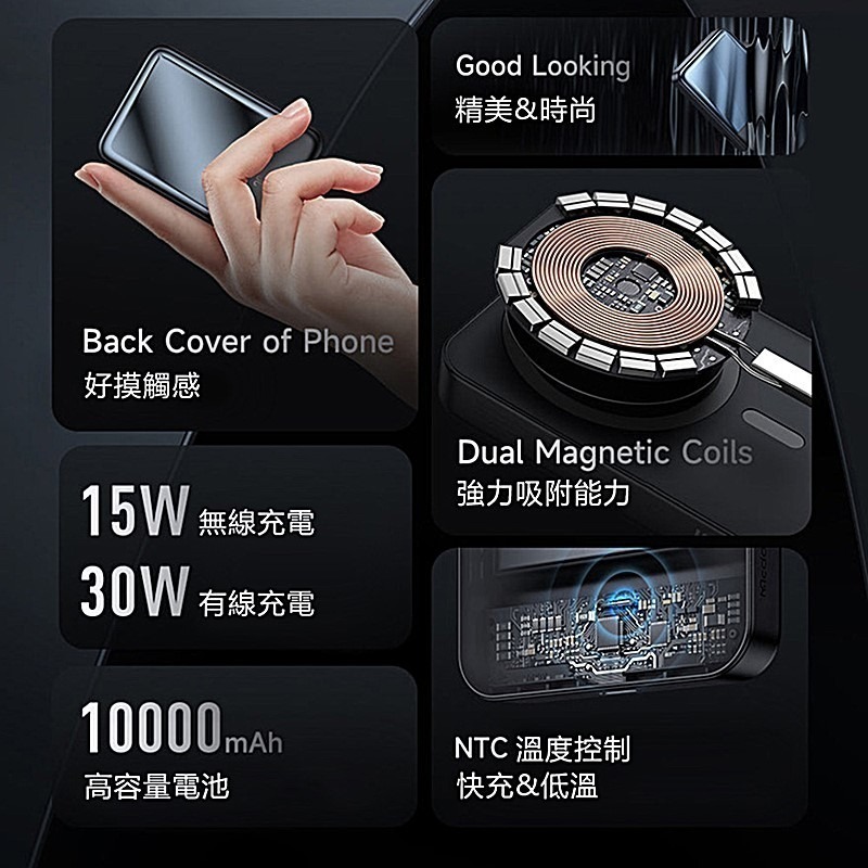 Mcdodo麥多多 流彩系列30W磁吸快充行動電源10000mAh 38.5Wh MC593-細節圖3