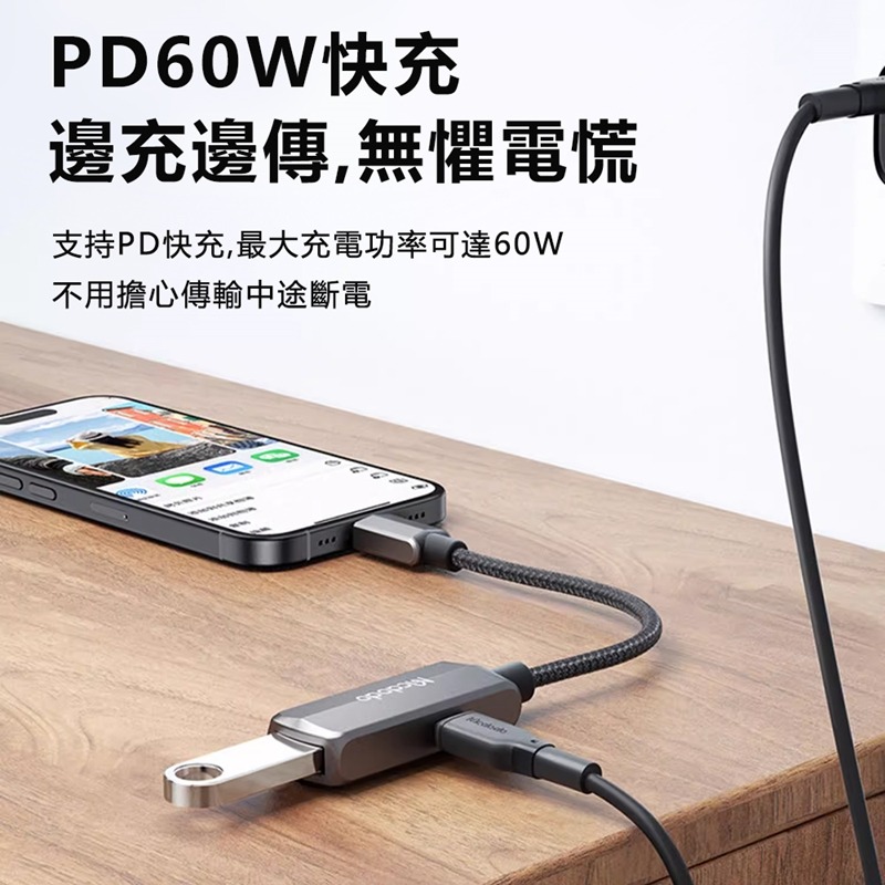 Mcdodo麥多多 蔚藍系列60W二合一OTG轉接器USB-C to USB-C+A CA283-細節圖6