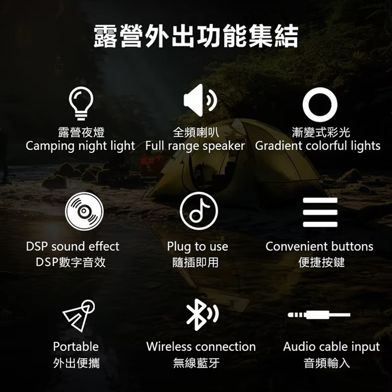 Jeep吉普 戶外運動IPX5防水露營燈無線藍牙音響SC001-細節圖2