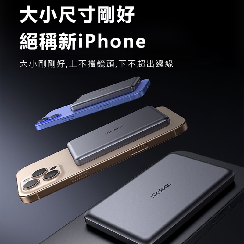 Mcdodo麥多多 Paper系列20W金屬磁吸行動電源5000mAh MC464-細節圖2