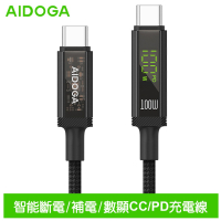 AIDOGA艾迪伽LQ DC4173鎧甲系列三合一 雙Type-C PD智能斷電數顯補電充電傳輸線 100W 1.2M