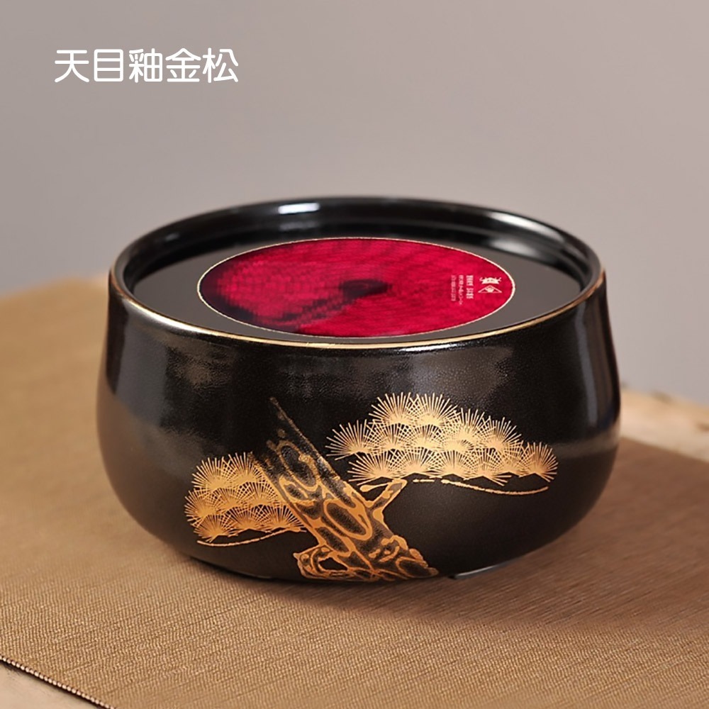 鶯歌燒LQ 電陶爐 粉彩淺藍梅竹先春 天目釉金松 黑地銀松 京都藍地雪櫻-規格圖5