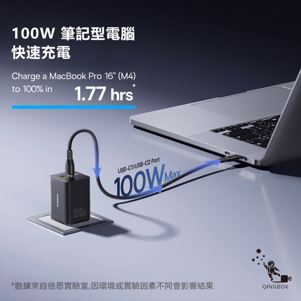 Baseus倍思 LQ EnerFill FE11快充充電器100W 2C+U CCXFK100CS美規-細節圖3