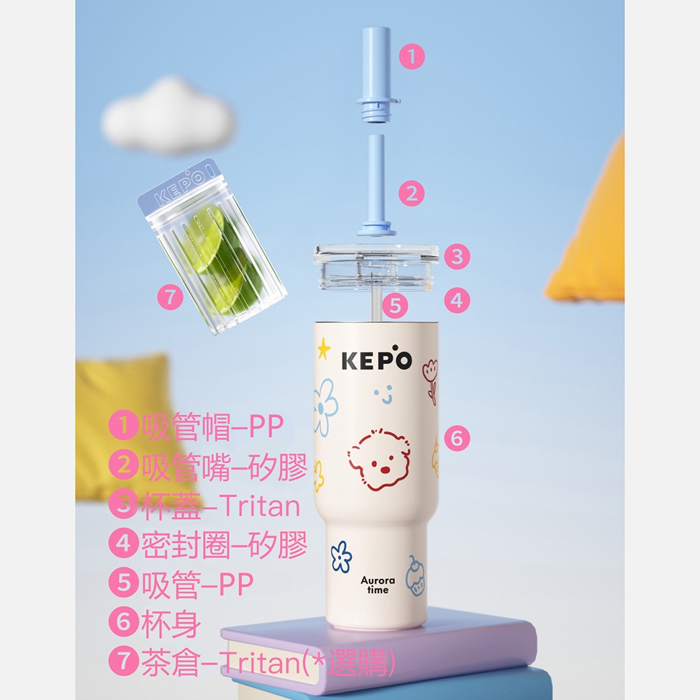KEPO LQ 700ML KC013 靈感吸管杯 316L不銹鋼內膽-細節圖9