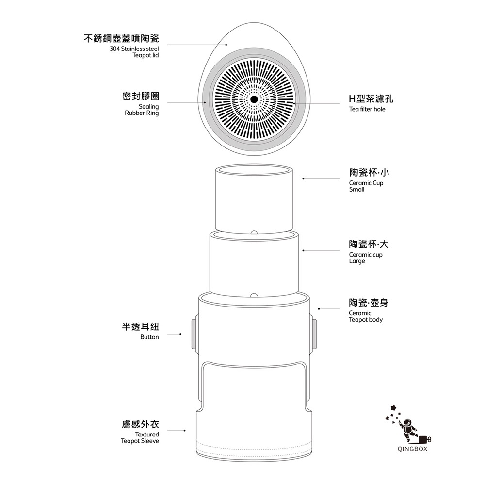 沏派 LQ逐外飛行壺戶外旅行陶瓷茶具 述白-細節圖8