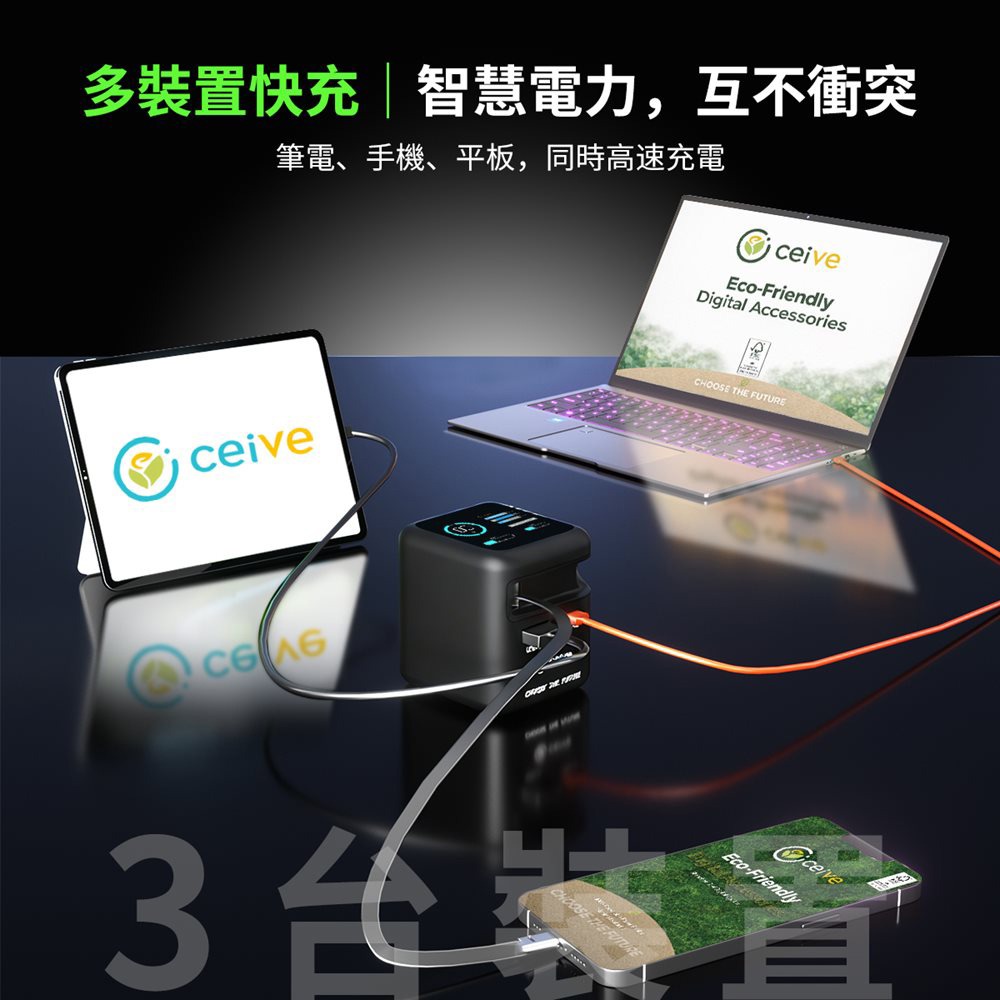 CEIVE啟逸 LQ RE003 Gan 70W 氮化鎵快速充電器 美規-細節圖4