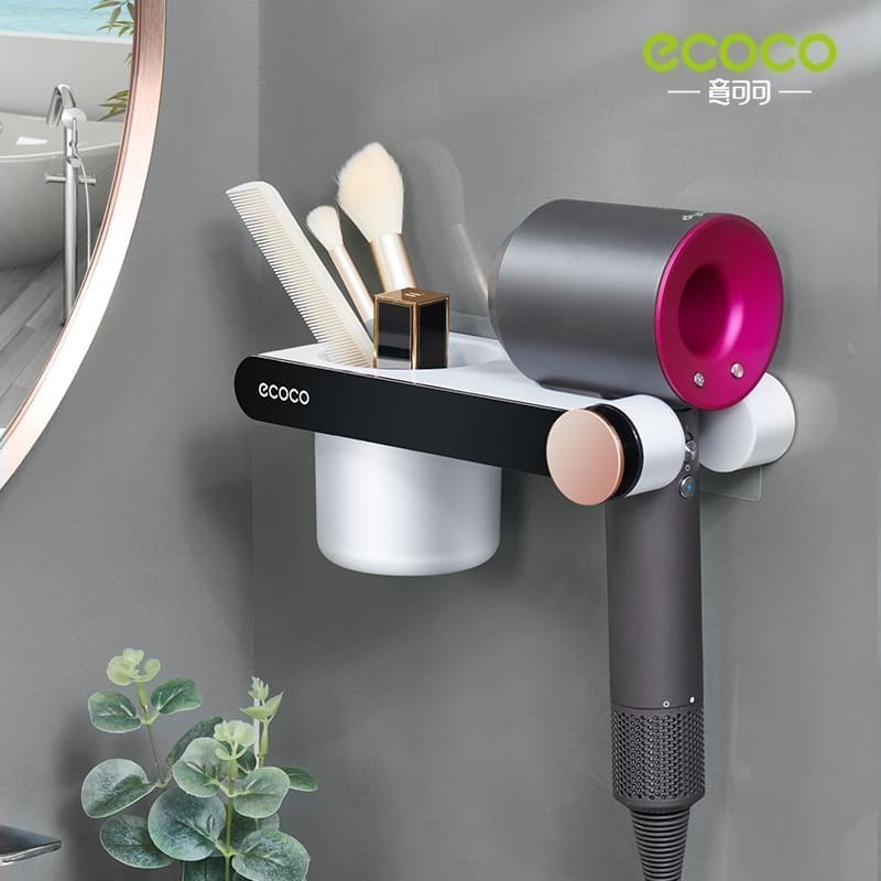 ECOCO 意可可 吹風機架 大款 黑色 壁掛式 簡約吹風機架 置物架 吹風機架 支架 浴室 收納 吹風機收納架-細節圖9