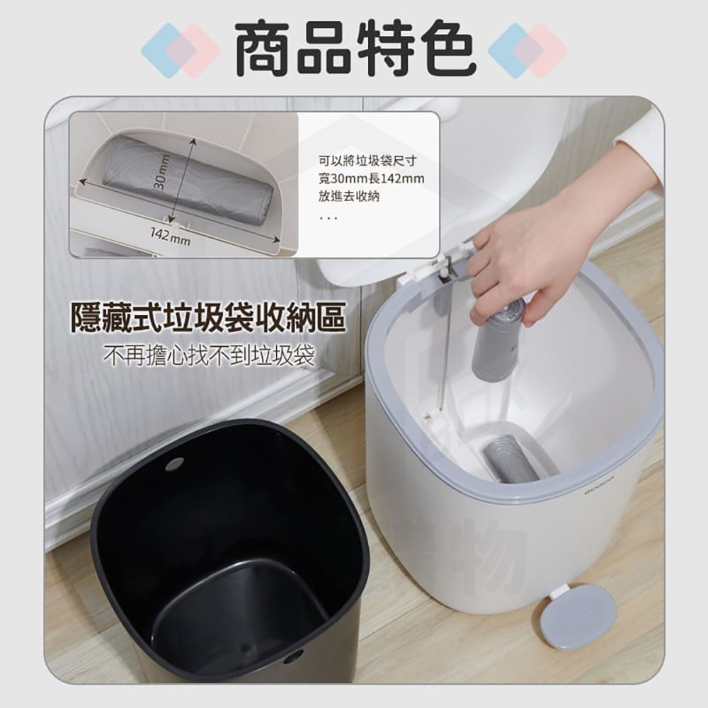 ECOCO 意可可 腳踏垃圾桶 踩踏垃圾桶 垃圾桶 灰色垃圾桶 掀蓋垃圾筒 廚房垃圾桶 浴室垃圾桶 垃圾筒 客廳垃圾桶-細節圖6