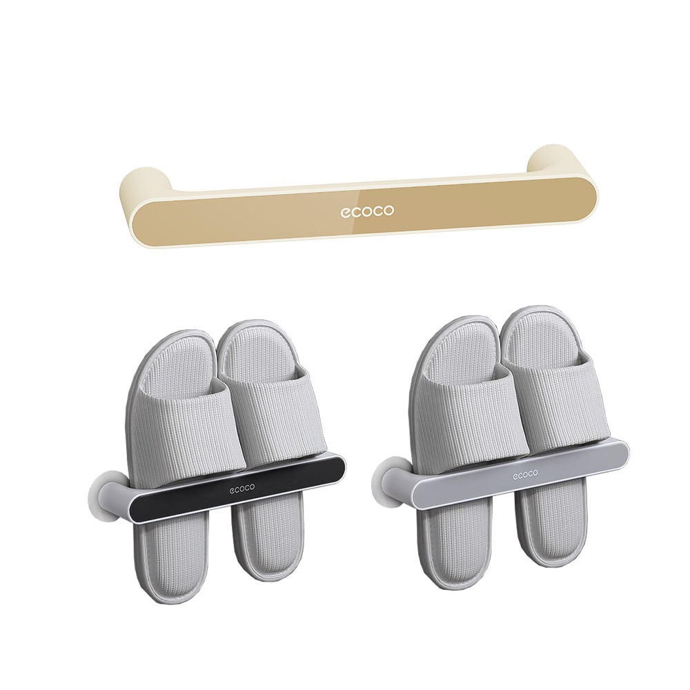 ECOCO 意可可 拖鞋架 無痕壁掛置物架 收納架 收納架 毛巾架 鍋蓋架 雨傘架 收納桿 置物桿 鞋架 壁掛式 短款-細節圖2