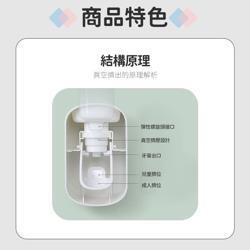 ecoco 意可可 自動擠牙膏器 無痕 壁掛式 牙膏架 牙膏器 擠牙膏器 牙膏 收納 置物 浴室 牙膏收納器-細節圖5