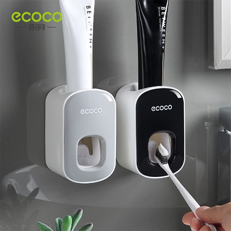 ecoco 意可可 自動擠牙膏器 無痕 壁掛式 牙膏架 牙膏器 擠牙膏器 牙膏 收納 置物 浴室 牙膏收納器-細節圖9