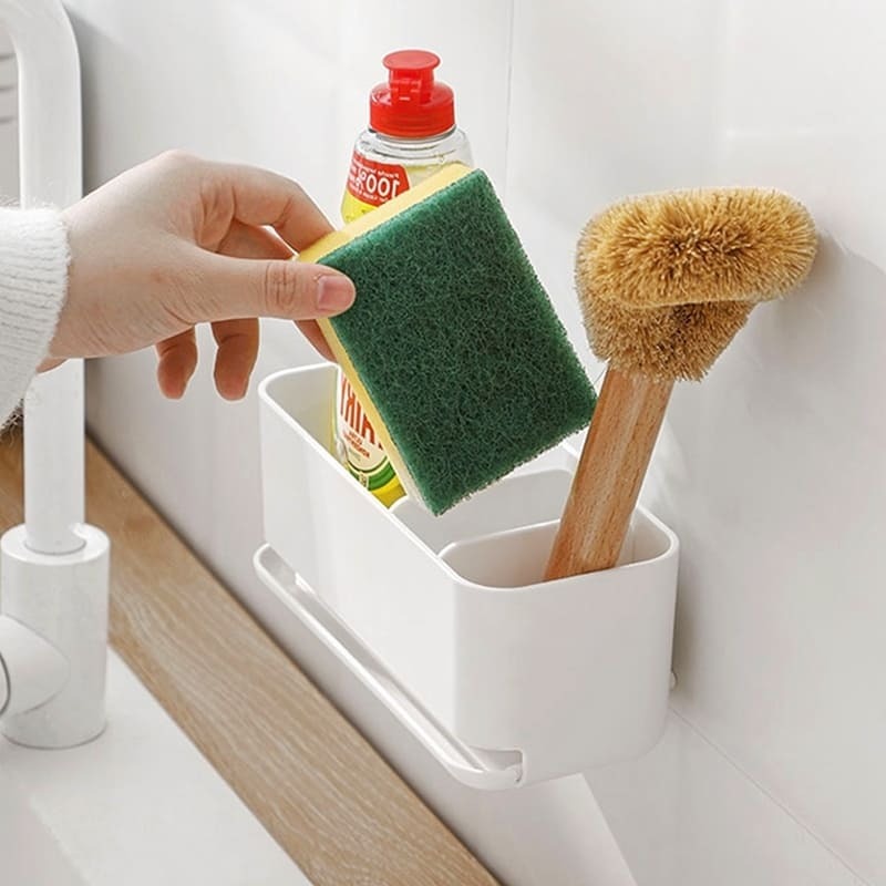 樂藝思｜瀝水置物盒 收納盒 瀝水架 置物架 瀝水籃 菜瓜布架 海綿收納 餐具盒 廚房 浴室 置物 收納 瀝水盒 瀝水盤-細節圖9