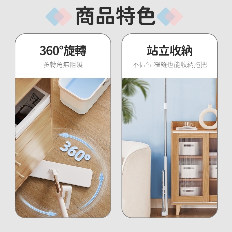 ecoco 意可可 拖把 免手洗 平板拖把 懶人拖把 除塵拖把 吸水拖把 平板拖 乾濕兩用拖把 抗菌拖把 清潔 掃除-細節圖7