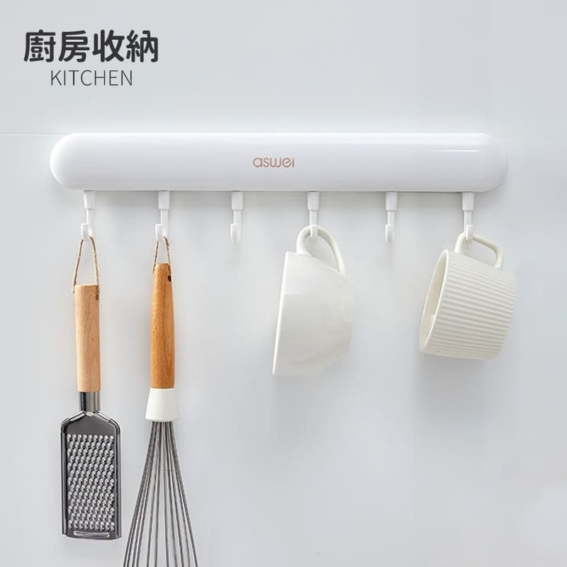 艾思維｜置物排勾 壁掛式 排勾 掛勾 掛鉤 衣帽勾 門後勾 無痕掛勾 牆壁掛勾 活動勾 廚具 置物 收納 門後掛勾-細節圖8