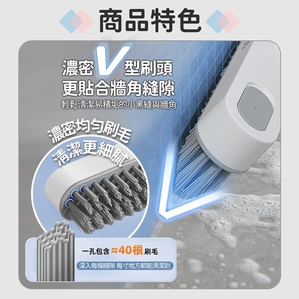 ecoco 旋轉地板刷 縫隙刷 地板刷 清潔刷 刷子 清潔 廁所刷 浴室刷 牆角刷 清潔刷具 地刷 地板清潔刷 V型刷-細節圖6