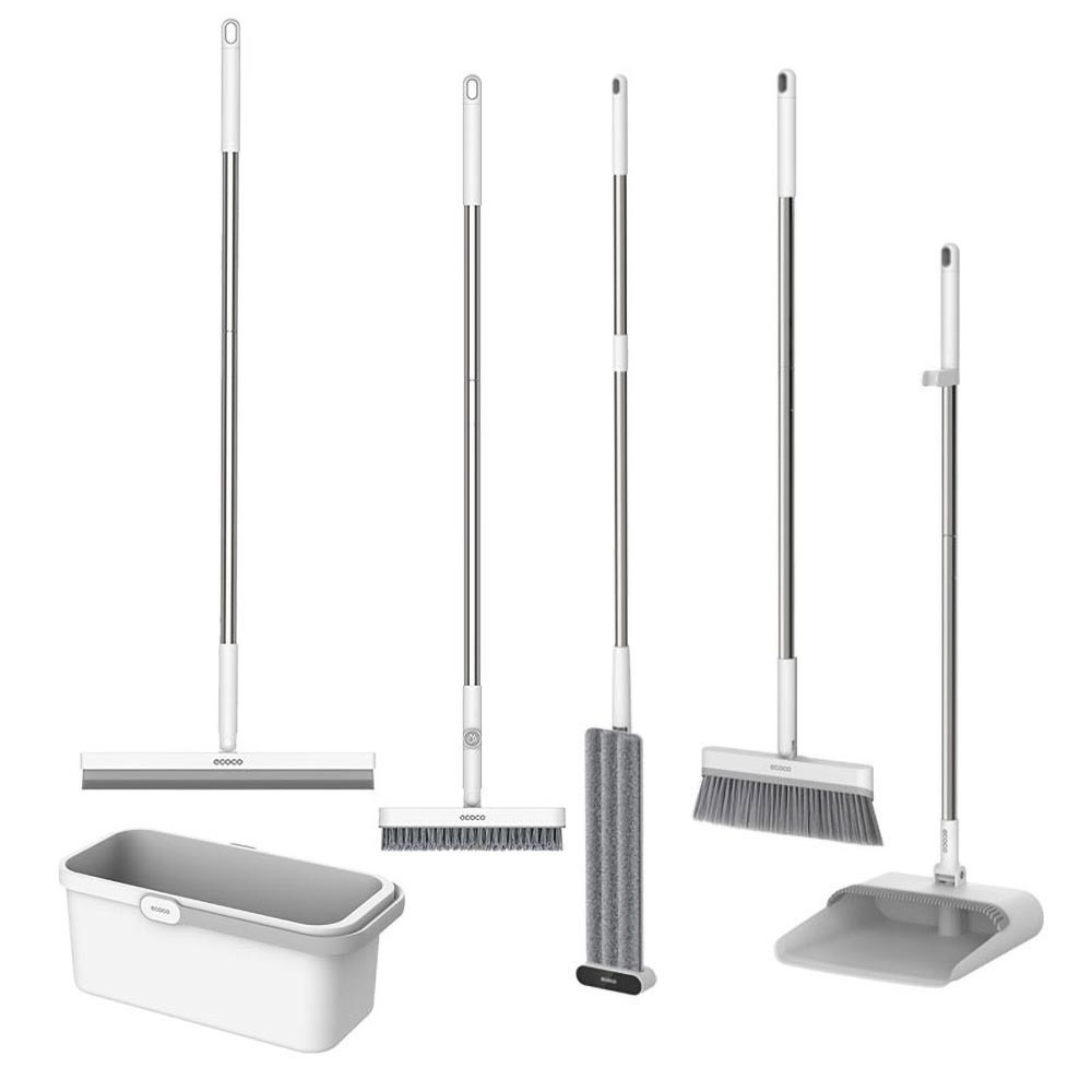 ECOCO 清潔套組(3) 拖把 掃把 平板拖把 懶人拖 清潔刷 地板刷 刮水板 畚箕 收納 水桶 拖把架 除塵 去污-細節圖2