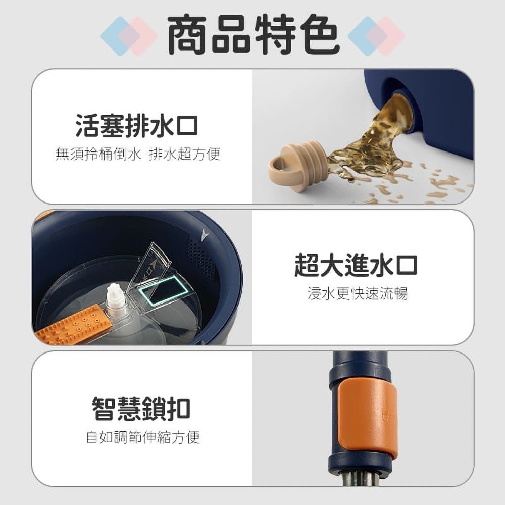 美添樂 淨污分離豪華拖把組 乾濕二用 淨污分離 旋轉拖把 懶人拖把 平板拖 吸水拖把 清潔 去汙 去污 拖把-細節圖9