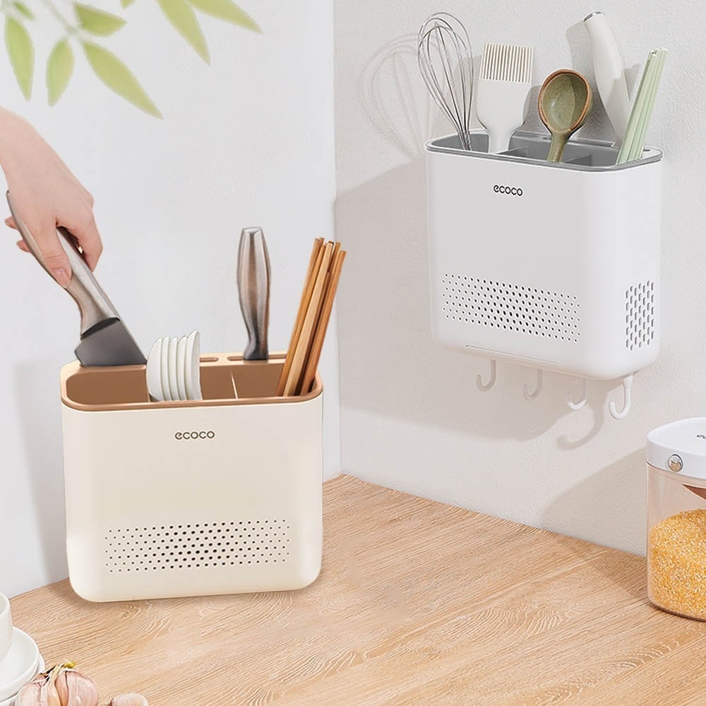 意可可 ecoco｜筷子收納架 壁掛式 餐具筒 餐具架 筷子架 刀具架 筷子桶 置物架 收納架 廚房置物架 餐具收納-細節圖9