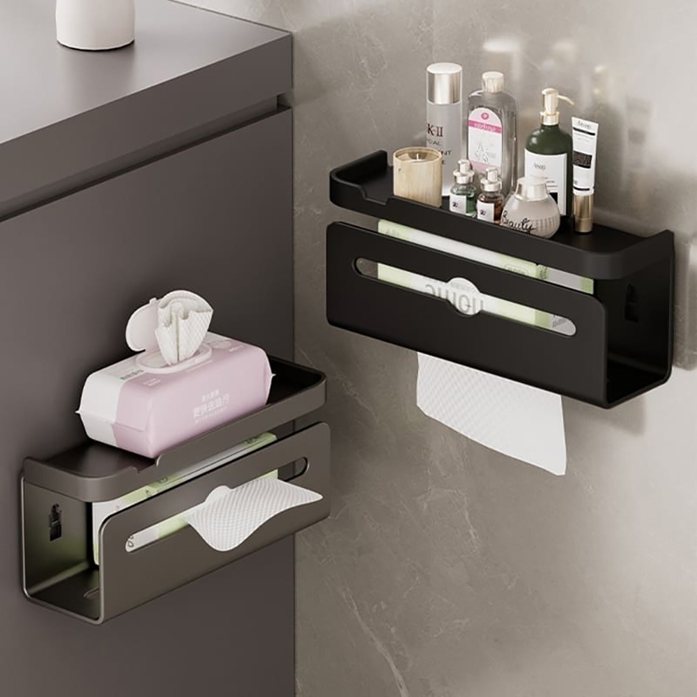 太空鋁 衛生紙置物盒 壁掛式 衛生紙 收納架 置物盒 衛生紙盒 衛生紙架 衛生紙 手機 化妝品 收納 置物-細節圖9