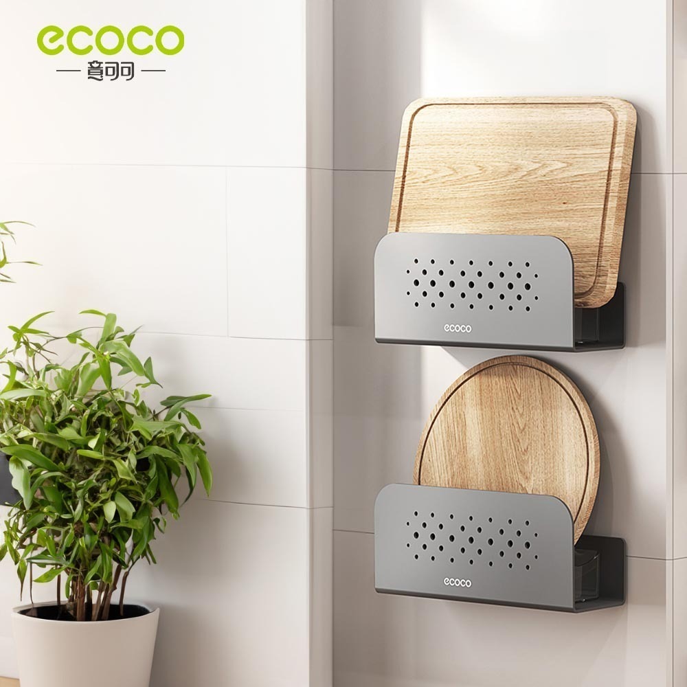 Ecoco 意可可｜鍋蓋置物架 壁掛式 砧板架 鍋蓋架 置物架 收納架 瀝水架 鍋架 沾版架 切菜板架 太空鋁 收納-細節圖8