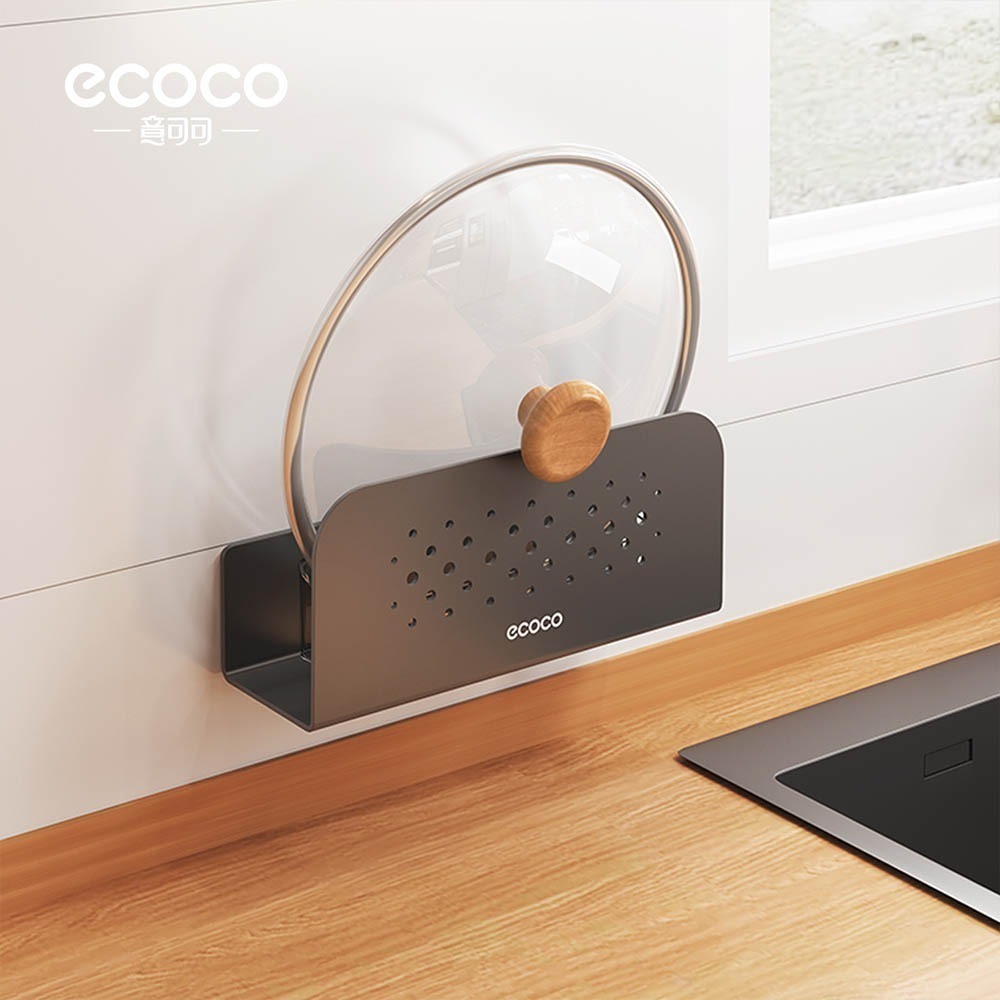 Ecoco 意可可｜鍋蓋置物架 壁掛式 砧板架 鍋蓋架 置物架 收納架 瀝水架 鍋架 沾版架 切菜板架 太空鋁 收納-細節圖9
