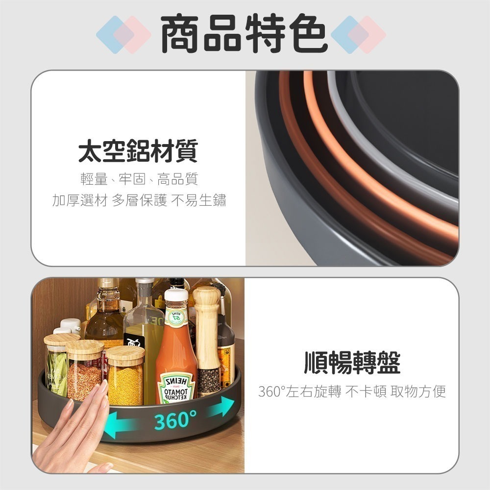 Ecoco 旋轉置物架 廚房收納盒 旋轉收納盒 旋轉盤 收納盤 調味料收納 轉盤收納 調味料轉盤 醬料 瓶罐 收納-細節圖4