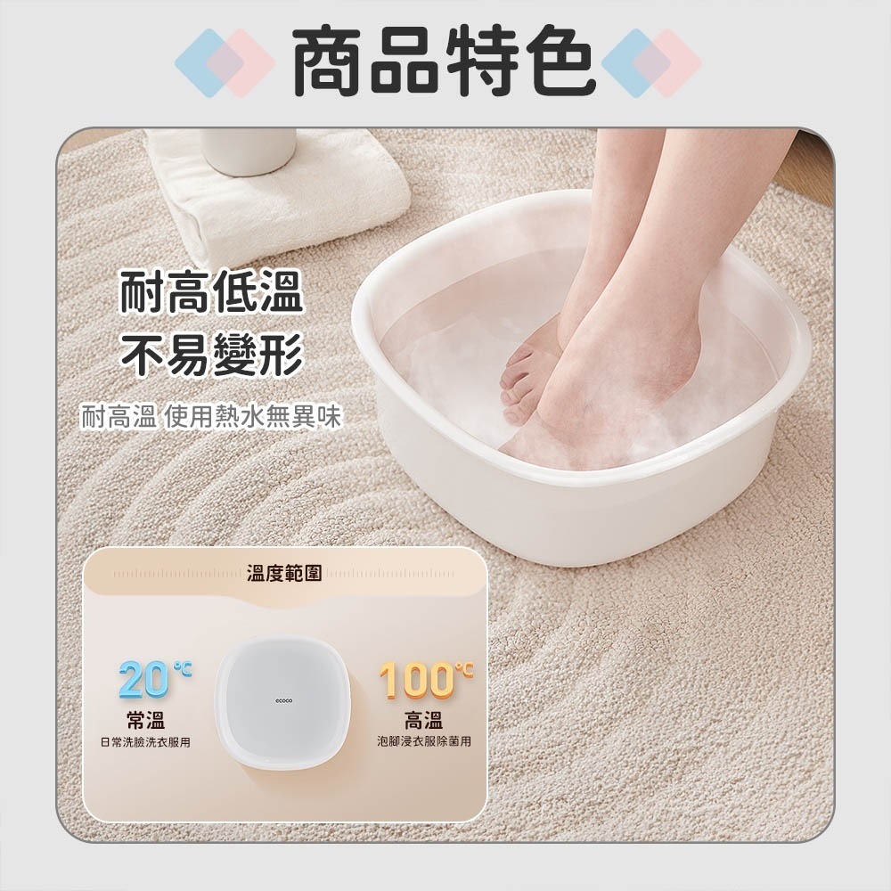 ECOCO 臉盆 水盆 泡腳盆 小臉盆 澡盆 洗衣盆 塑膠臉盆 洗臉盆 洗腳盆 收納 置物 洗水果 蔬果盆-細節圖6