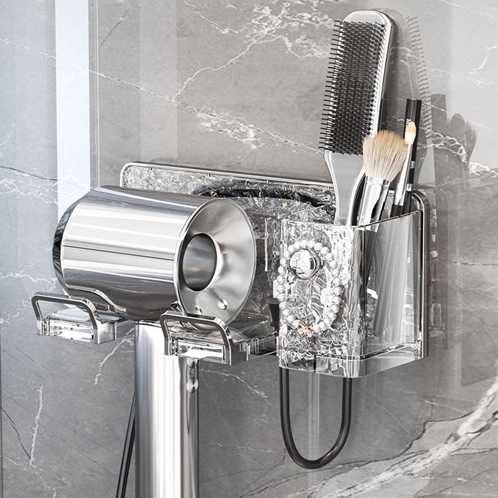 吹風機架 壁掛 吹風機支架 吹風機收納 收納架 置物架 浴室收納 掛吹風機 懶人吹風機 浴室置物架 水波紋-細節圖7