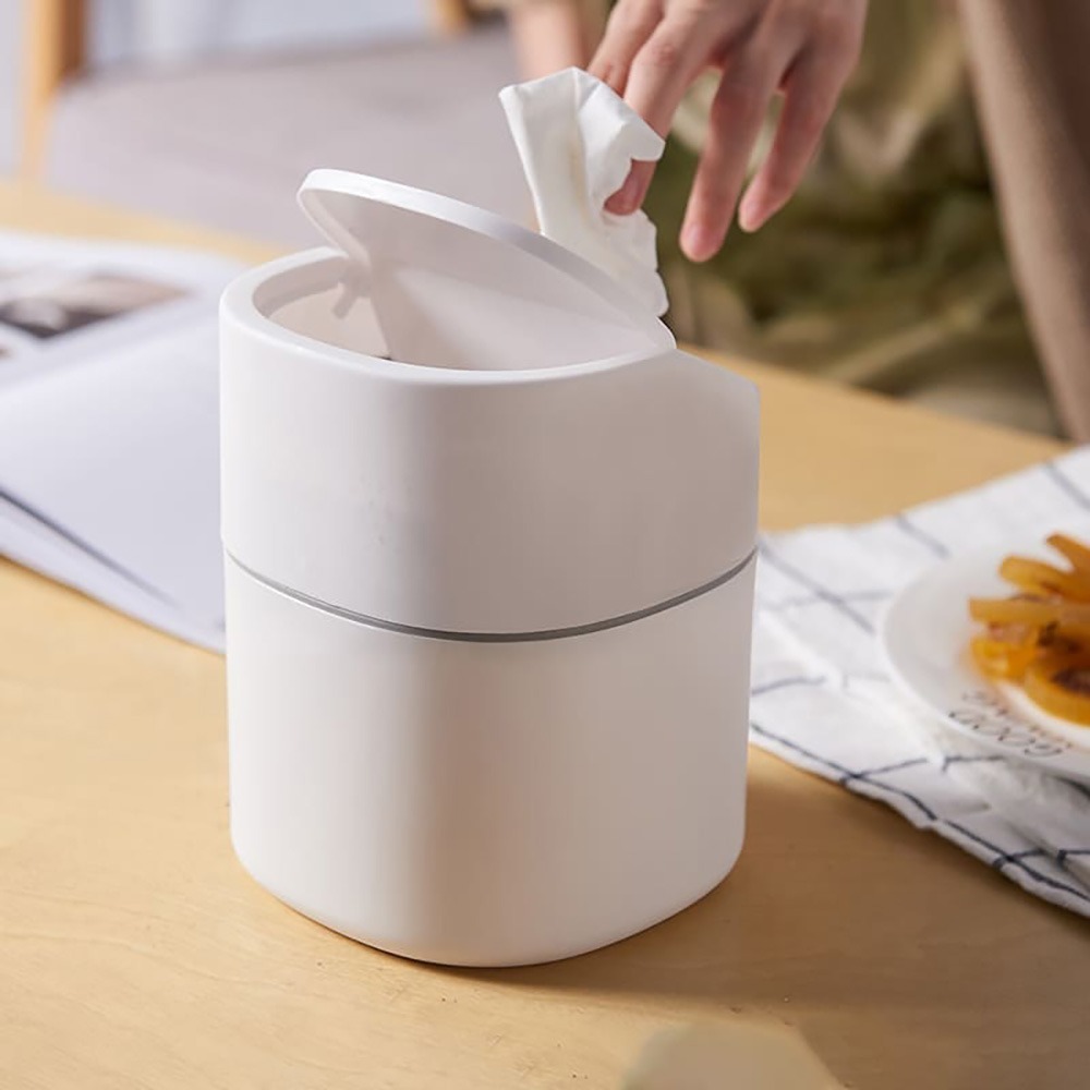 桌上型垃圾桶 翻蓋款 白色 2L 桌上垃圾桶 辦公桌垃圾桶 翻蓋式垃圾桶 垃圾桶 迷你垃圾桶 小垃圾桶-細節圖6