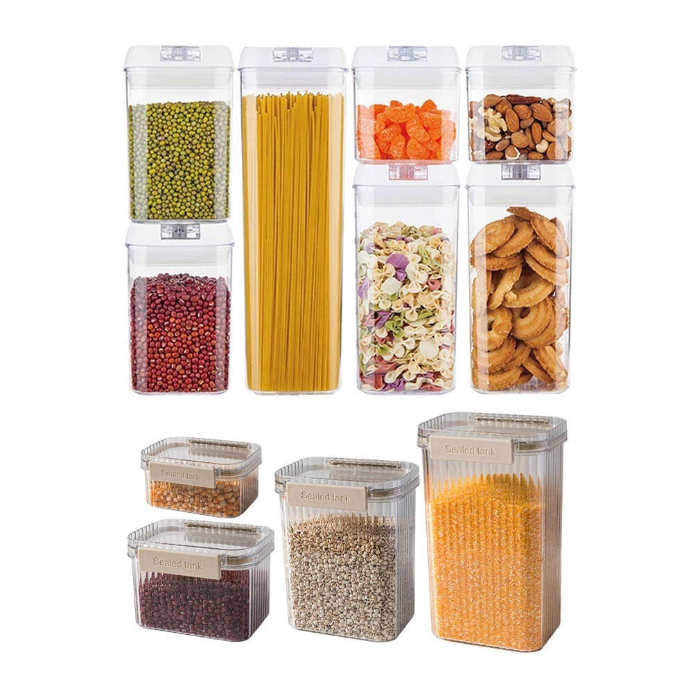 密封罐 儲物罐 保鮮盒 保鮮罐 防潮罐 塑膠罐 乾糧收納 防潮密封罐 鹽巴收納罐 食品密封 方形保鮮罐 透明-細節圖2