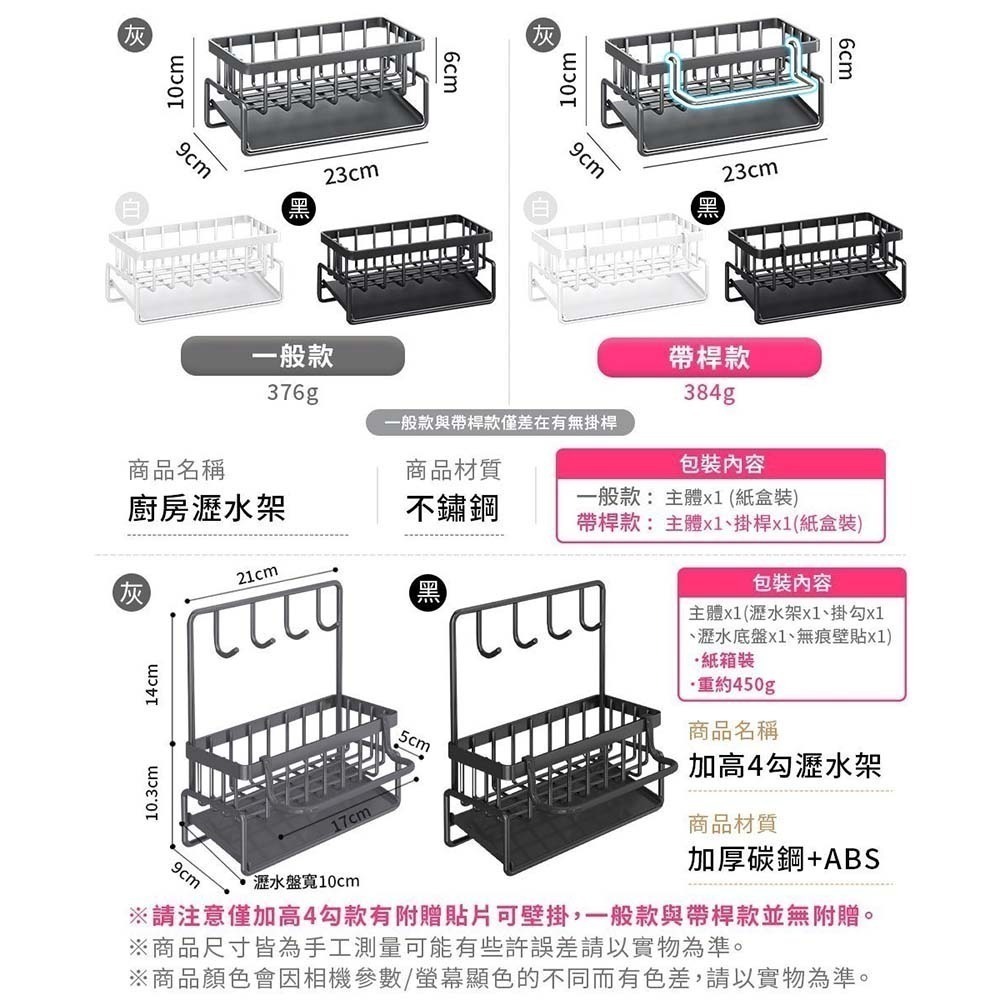 廚房置物架 浴室置物架 瀝水架 廚房收納 置物架 廚房瀝水架 洗碗精架 菜瓜布架 洗手台收納 不鏽鋼 壁掛架-細節圖3