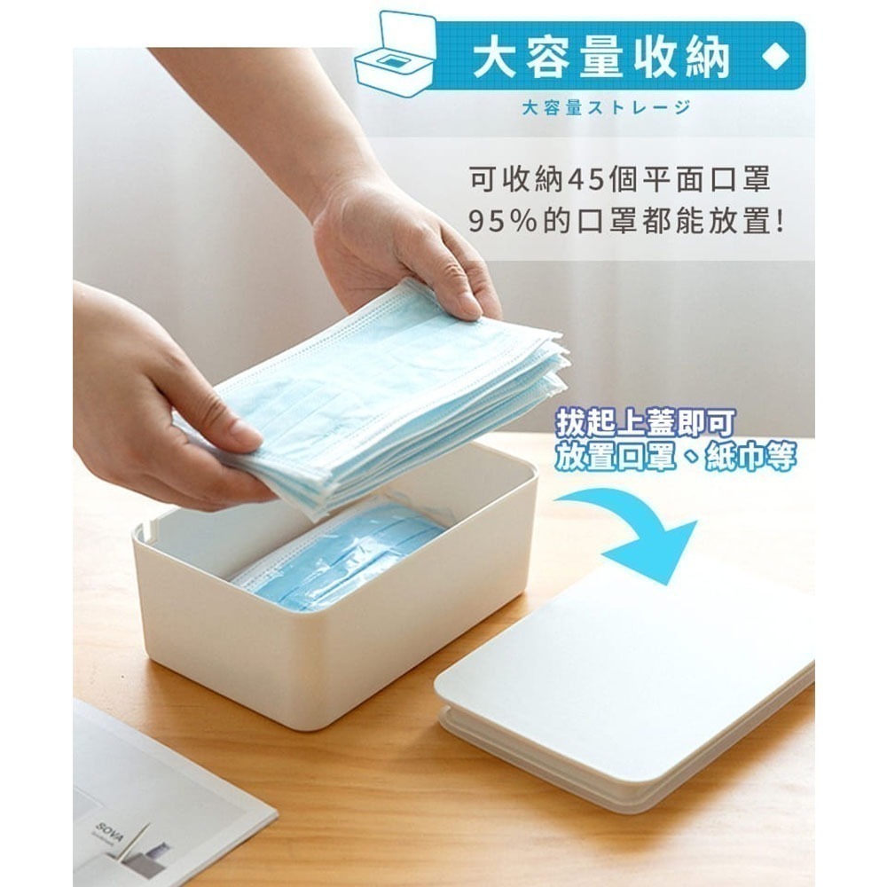 口罩收納盒 置物盒 口罩 收納 口罩盒 掀蓋收納盒 口罩收納 抽取盒 濕紙巾盒 防塵收納盒 桌上收納-細節圖5