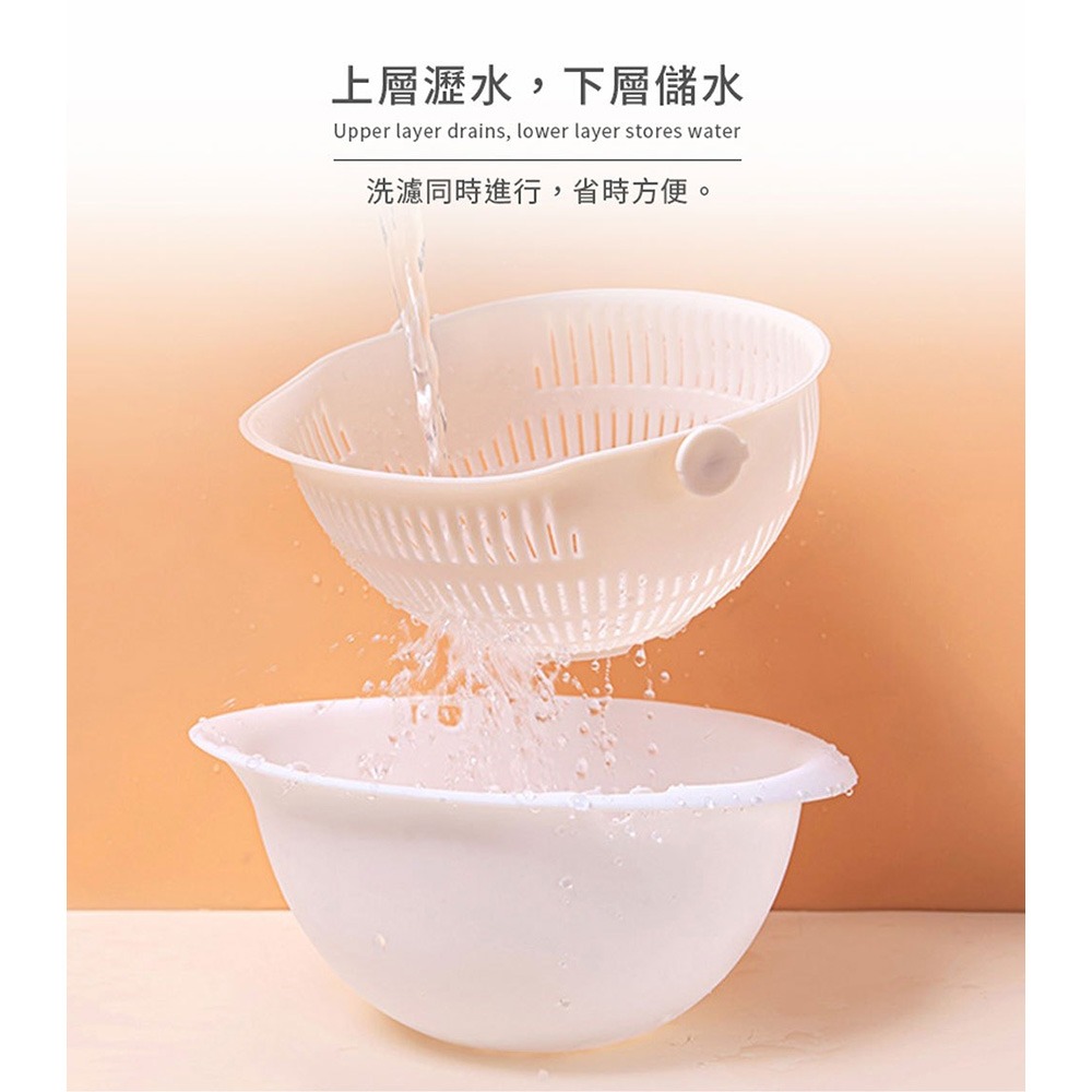 洗菜籃 瀝水籃 洗菜瀝水盆 洗菜盆 濾水籃 瀝水盆 雙層瀝水籃 洗米籃 旋轉瀝水籃 洗菜 收納 廚房-細節圖6