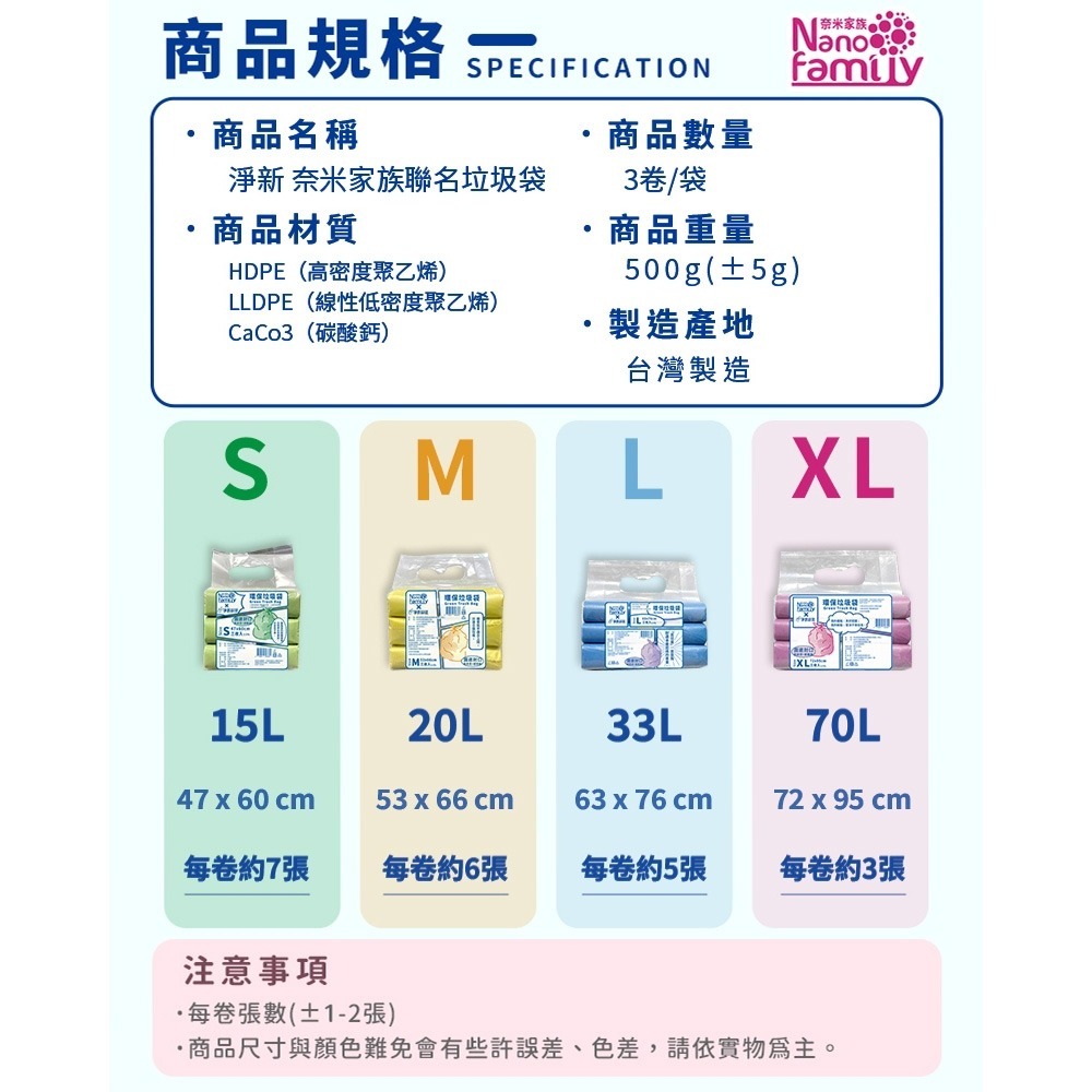 淨新x奈米家族 垃圾袋 環保垃圾袋 清潔袋 大垃圾袋 小垃圾袋 加厚垃圾袋 廁所垃圾袋 環保清潔袋 收納-細節圖3