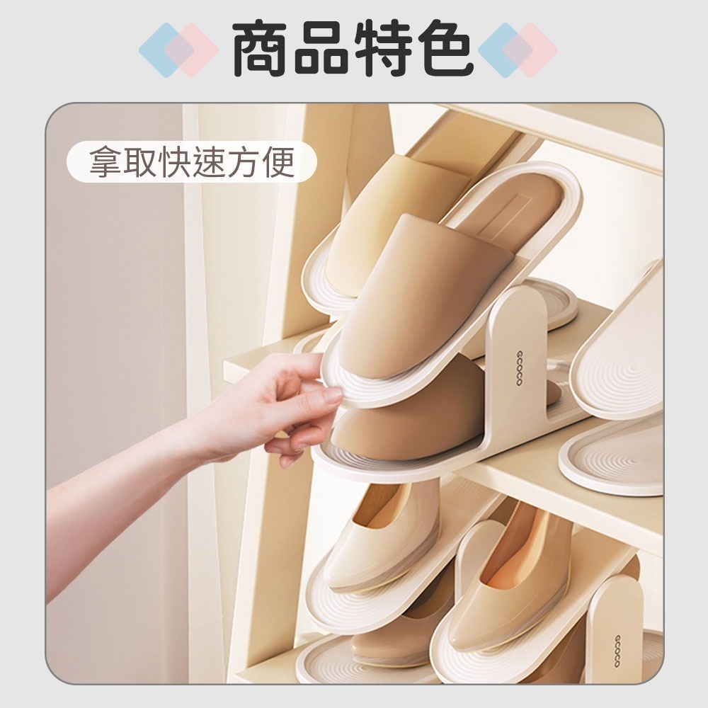 Ecoco 意可可｜鞋架 收納 鞋子 置物架 拖鞋架 小鞋架 雙層鞋架 收納架 多層鞋架 分層鞋架 鞋托 防滑-細節圖7