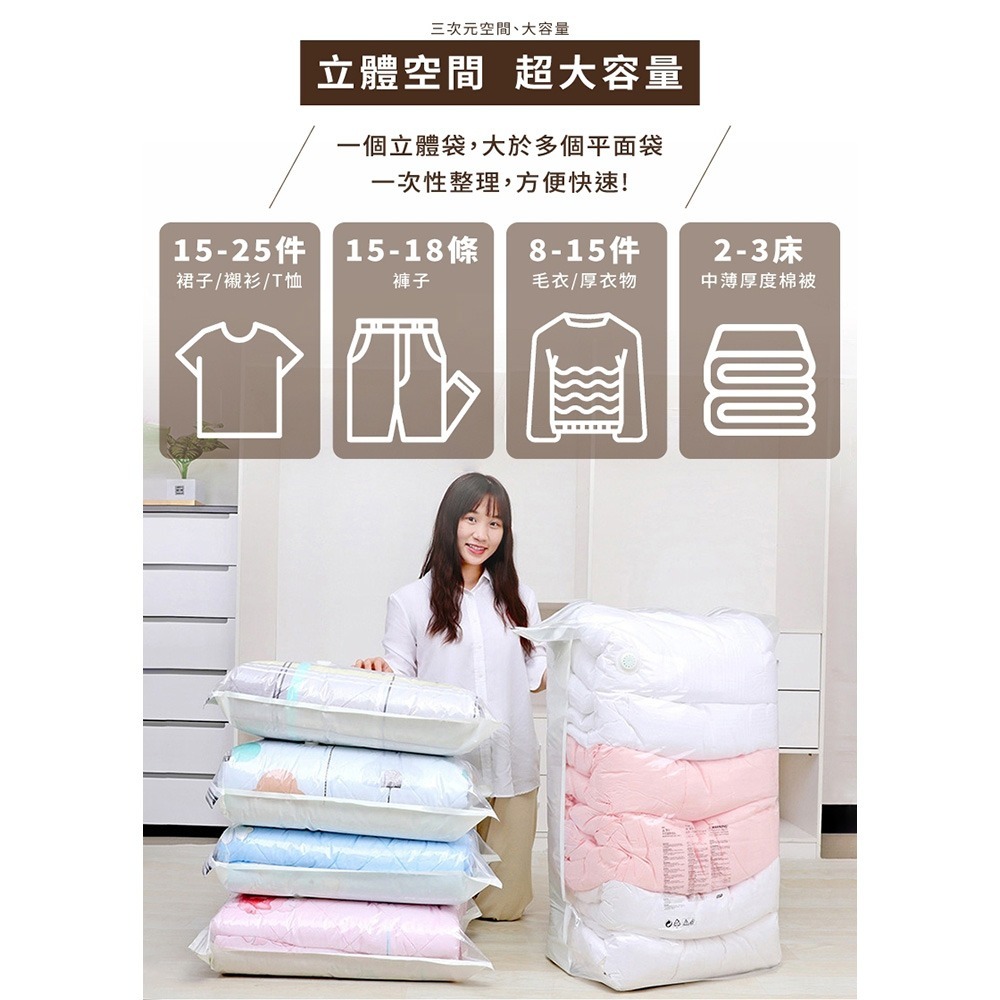 真空壓縮袋｜旅行壓縮袋 行李壓縮袋 棉被壓縮袋 衣服壓縮袋 收納 立體壓縮袋 衣服真空袋 旅行真空袋-細節圖7