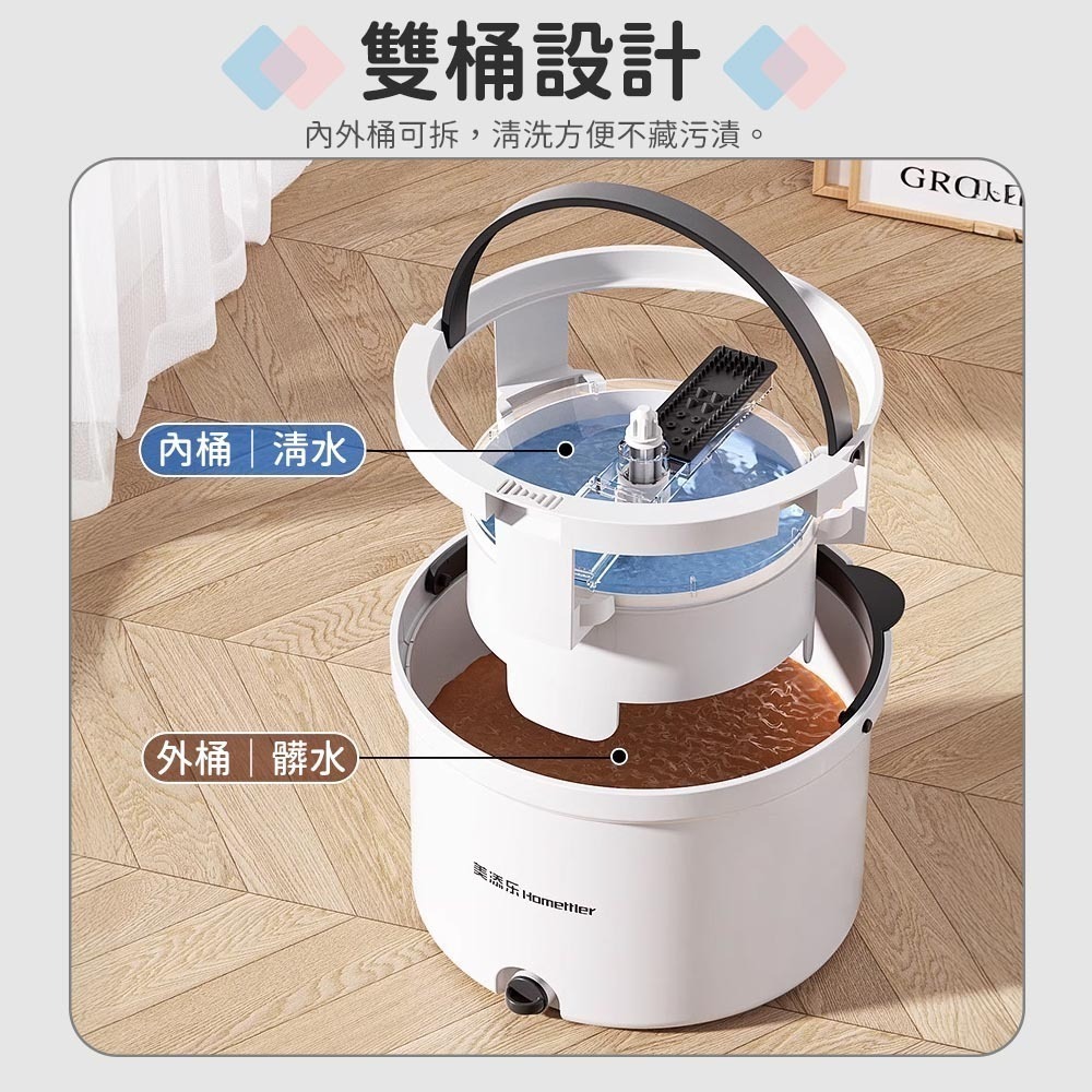美添樂｜拖把組 水桶 拖把 免手洗拖把 旋轉拖把 除塵拖把 拖把免手洗 擦窗拖把 懶人拖把 清潔 除塵-細節圖5