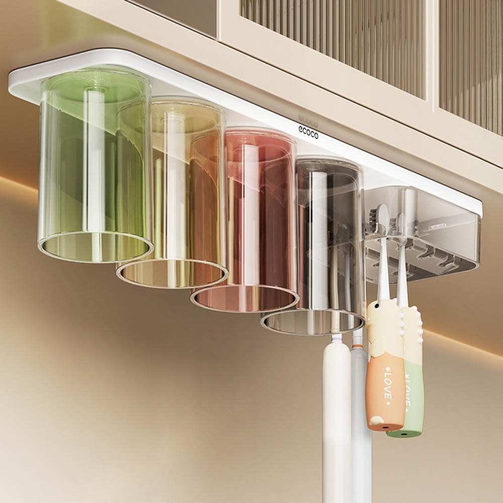 Ecoco 意可可｜牙刷架 壁掛 磁吸 漱口杯 牙刷置物架 漱口杯架 牙刷杯架 電動牙刷架 浴室置物架 鏡櫃底收納-細節圖8