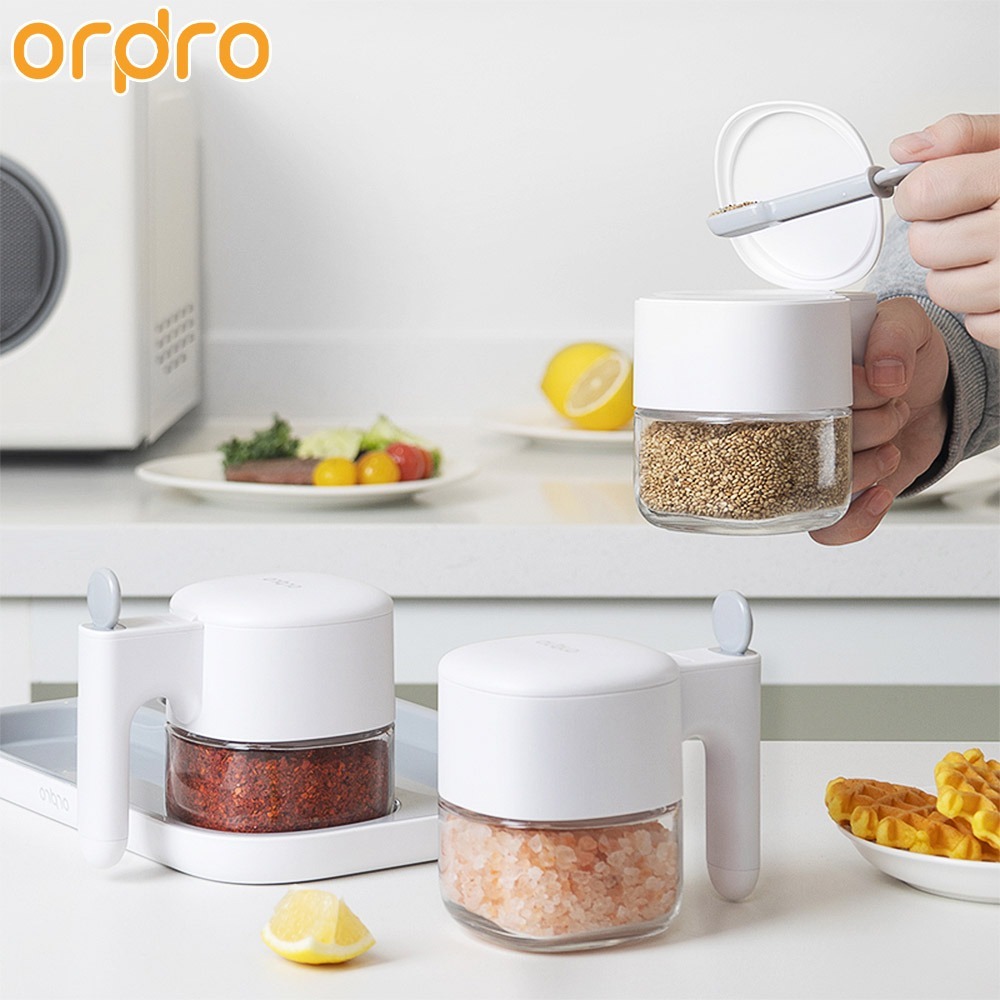 凡物上作｜自動開蓋調味料罐 調味料盒 調味盒 鹽巴調味盒 鹽罐 儲物罐 香料罐 玻璃調味罐 味精 廚房 收納-細節圖9
