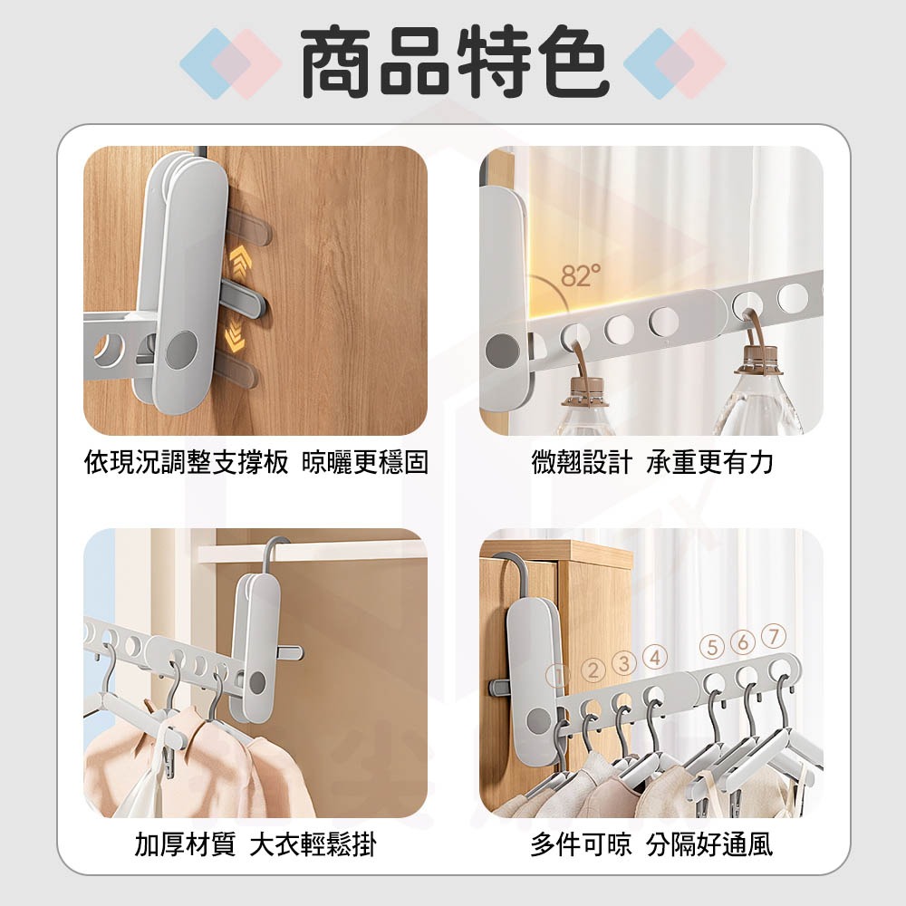 Ecoco  意可可｜衣架收納架 折疊掛架 晾衣桿 衣架掛架 衣架 曬衣架 晾曬架 收納 掛衣架 衣架掛 衣架架-細節圖5