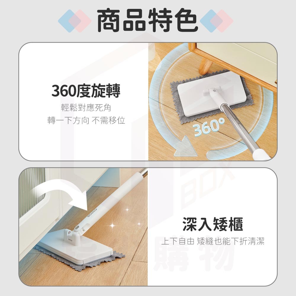 ecoco 洗臉巾拖把 自動夾拖布 夾式拖把 手持小拖把 平板拖把 小拖把 懶人拖把 夾布拖把 拖把免手洗 拋棄式拖把-細節圖5
