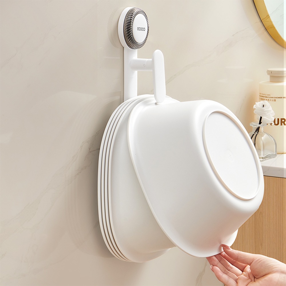 ecoco 意可可 吸盤臉盆掛勾 臉盆掛勾 臉盆架 臉盆勾 掛勾 掛鉤 掛鈎 臉盆收納架 置物架 收納架-細節圖8