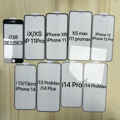 滿版玻璃貼 保護貼 亮面 iPhone 14 13 12 11 Pro Max SE2 XR XS X i8 plus
