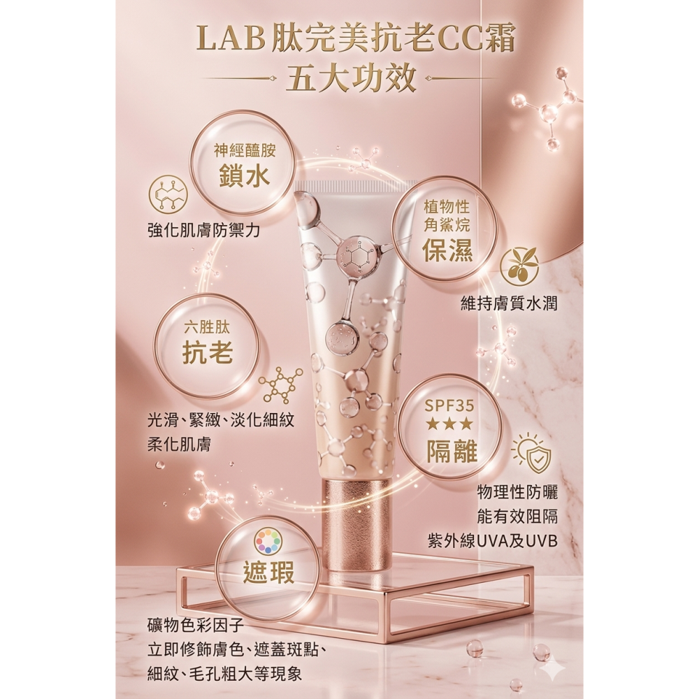 【團購】自然美 LAB肽完美抗老CC霜 SPF35★★★，1180元-細節圖2